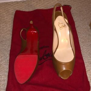 Christian Louboutin Tan Halter Strap Back Heel